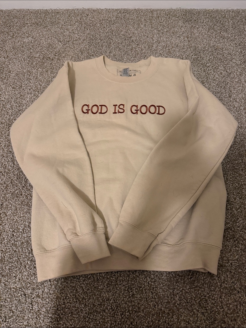 God Is Good Embroidered Crewneck Sweatshirt - Cream